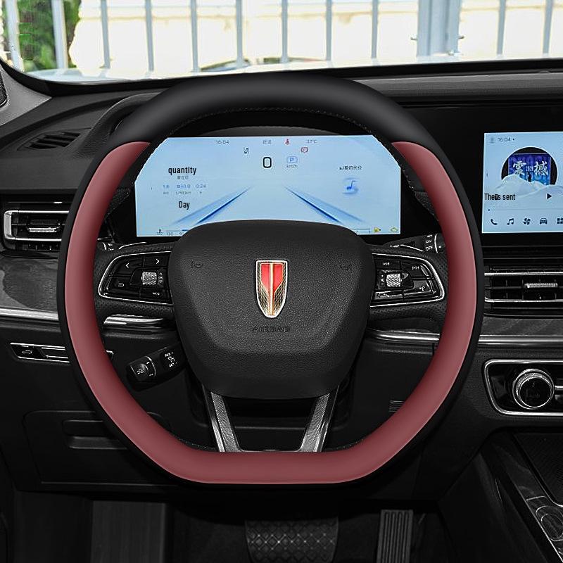 Anti-Slip Genuine Leather Steering Wheel Cover for Hongqi Models: H9, 23 H5, Classic, H6, HS5, HS7, HQ9.