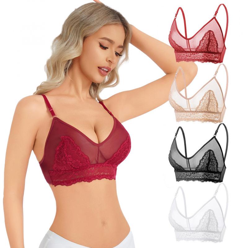 Cross-Border Women’s Breathable Lace Bra - Sexy French Design