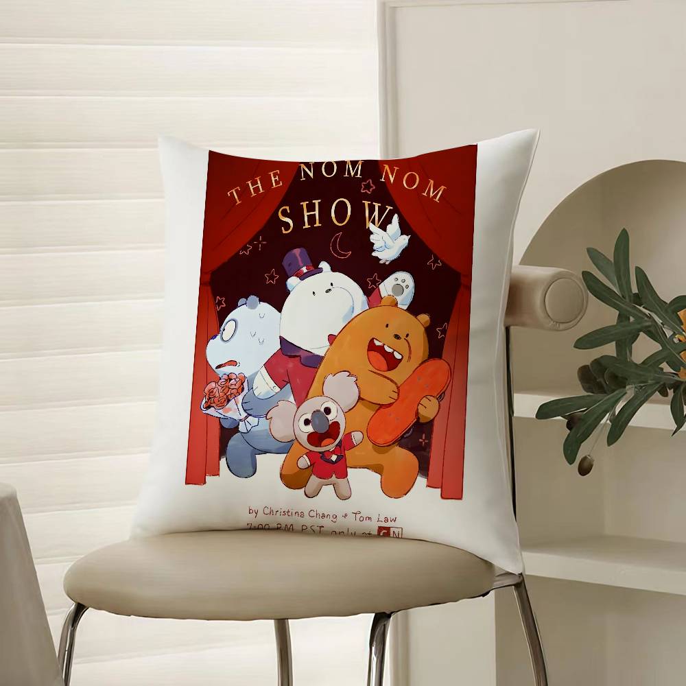 Cute Cartoon W-We Bare Bears-Children Pillow Case Comfort Sofa Bed Silky Elegant Invisible Zipper Decorative Cushion Cover