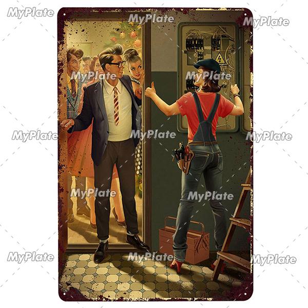Vintage Russian Metal Sign Plaque Tin Sign Plate Wall Decor For Bar Club Man Cave Classical Painting Propaganda Poster