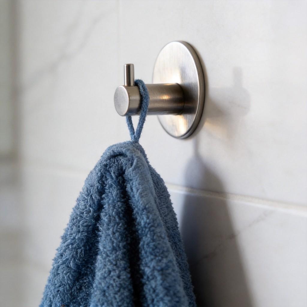 Stainless Steel Wall Hook Single Hook With Adhesive For Bathroom Storage And Hotel Room Decor