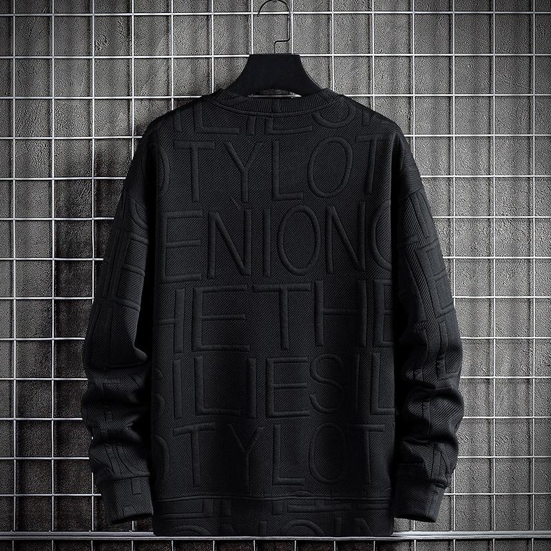 Large Size Jacquard Hoodie New Men's Spring and Autumn Fashion Brand Letter Clothing Round Neck with Long Sleeve Undercoat Men's Coat