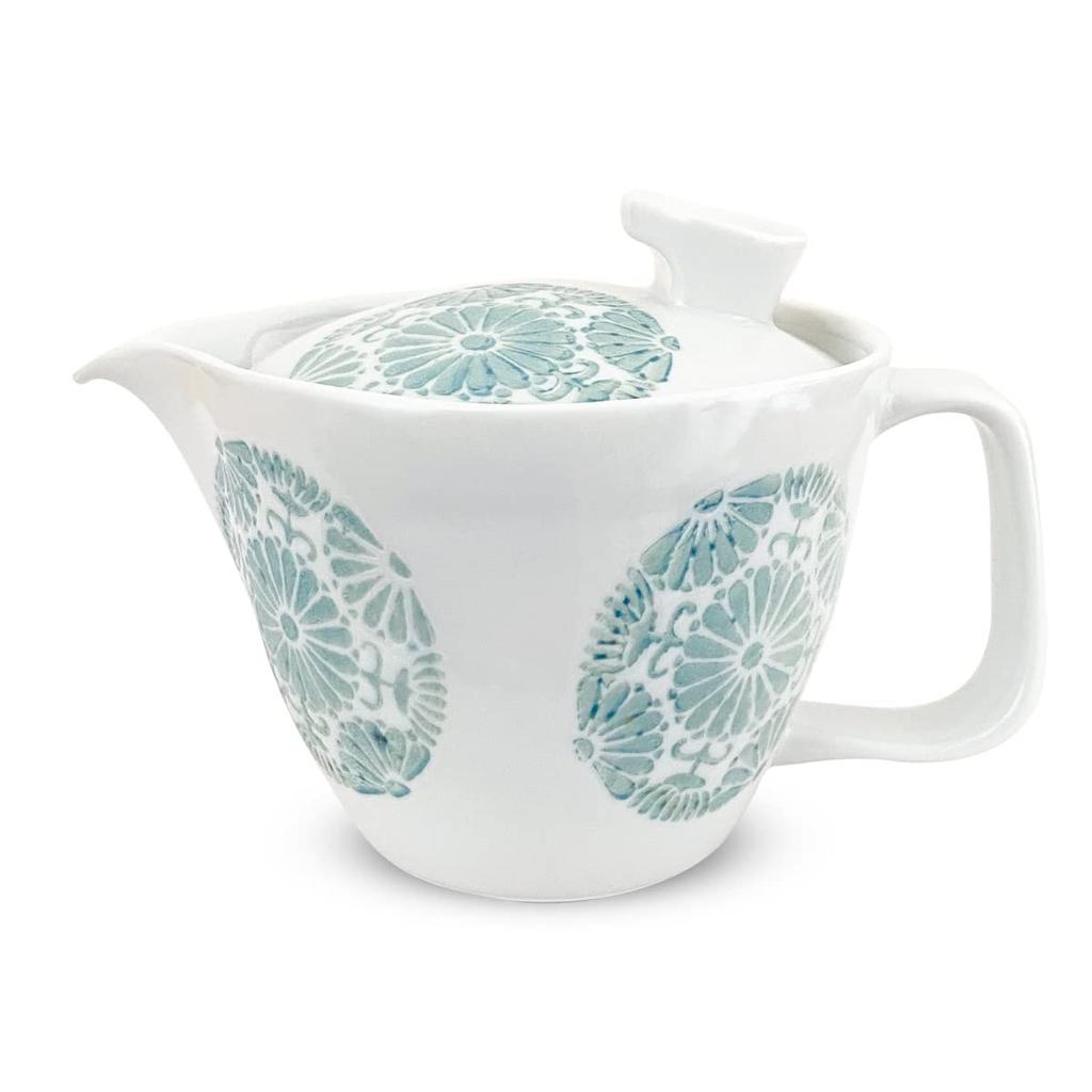Isayama Kiln Hasami Made in Serves Includes Tea Circle Flower Light Blue J-kitchens Teapot, Small, Ware, Japan, 240ml, 1-2, Strainer, Design,