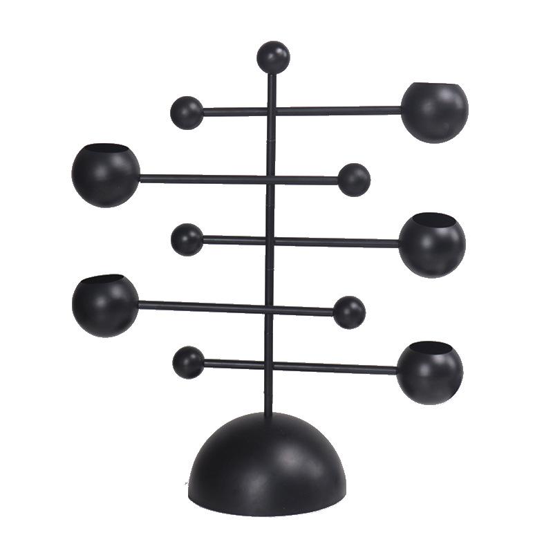 Metal Handicraft Geometric Candle Holder Rotate Candelabrum Black Candlestick Home Decoration Accessories Candle Stick Holder