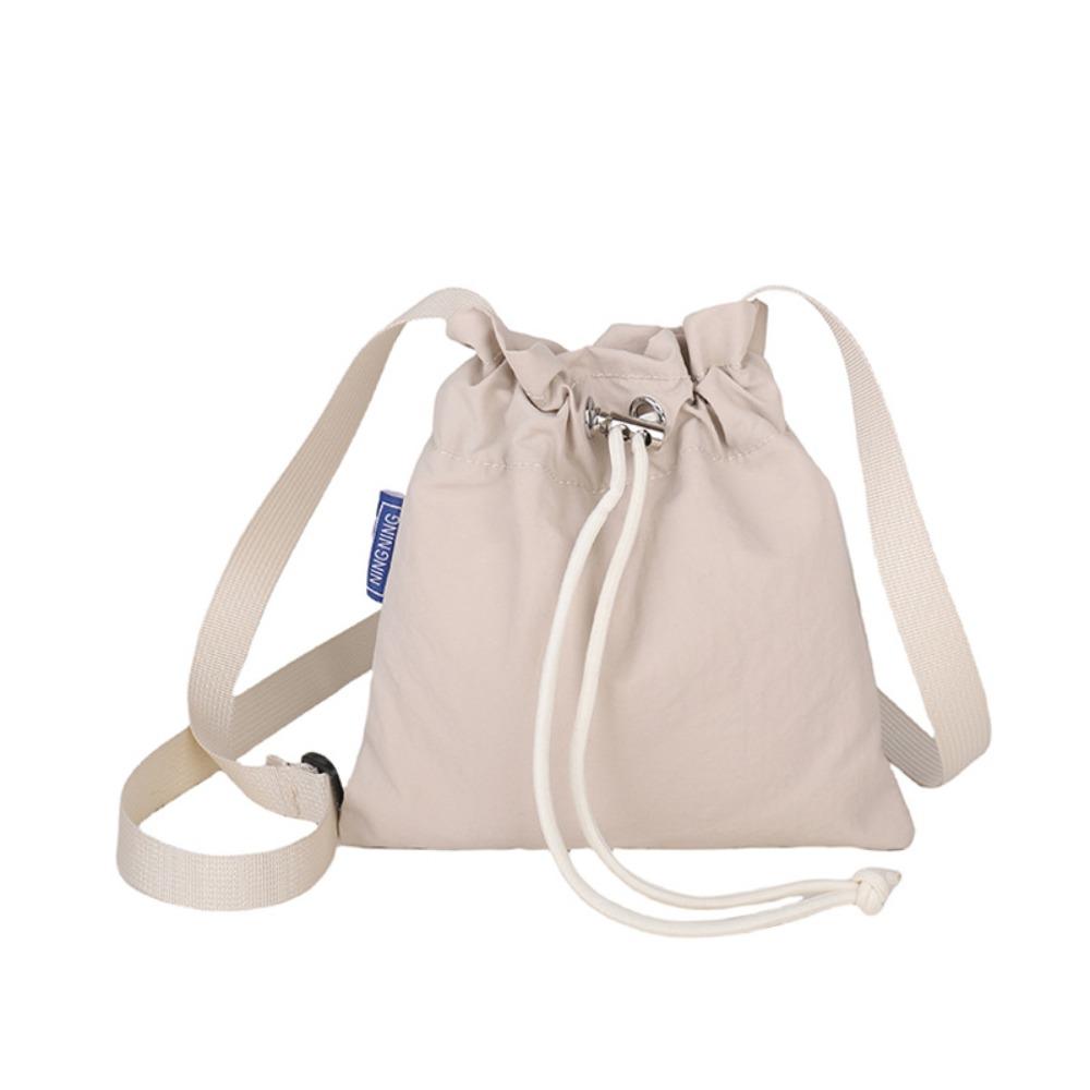Korean Style Nylon Shoulder Bag Crossbody Bag Mobile Phone Bag Drawstring Bucket Bag Outdoor
