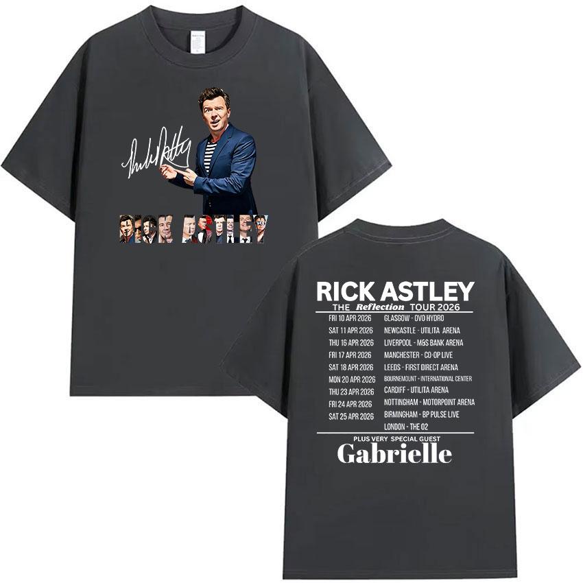 Rick Astley The Reflection Tour 2026 Graphic T Shirts Unisexs Vintage Fashion Oversized Cotton Tshirt Unisex Hip Hop Clothing Tshirt