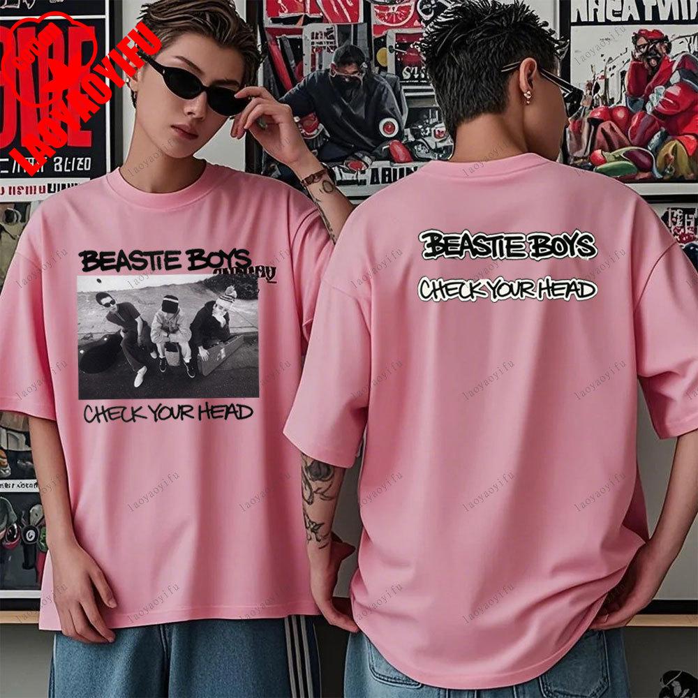 Beastie Boys T-Shirt Check Your Head T-Shirt Amerikanische Hip-Hop-Gruppe Schlichtes Modedesign Kurzarm-T-Shirt