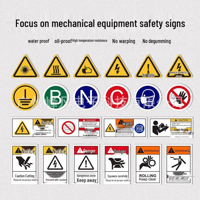 Waterproof Self-Adhesive Safety Label for Mechanical and Electrical Equipment