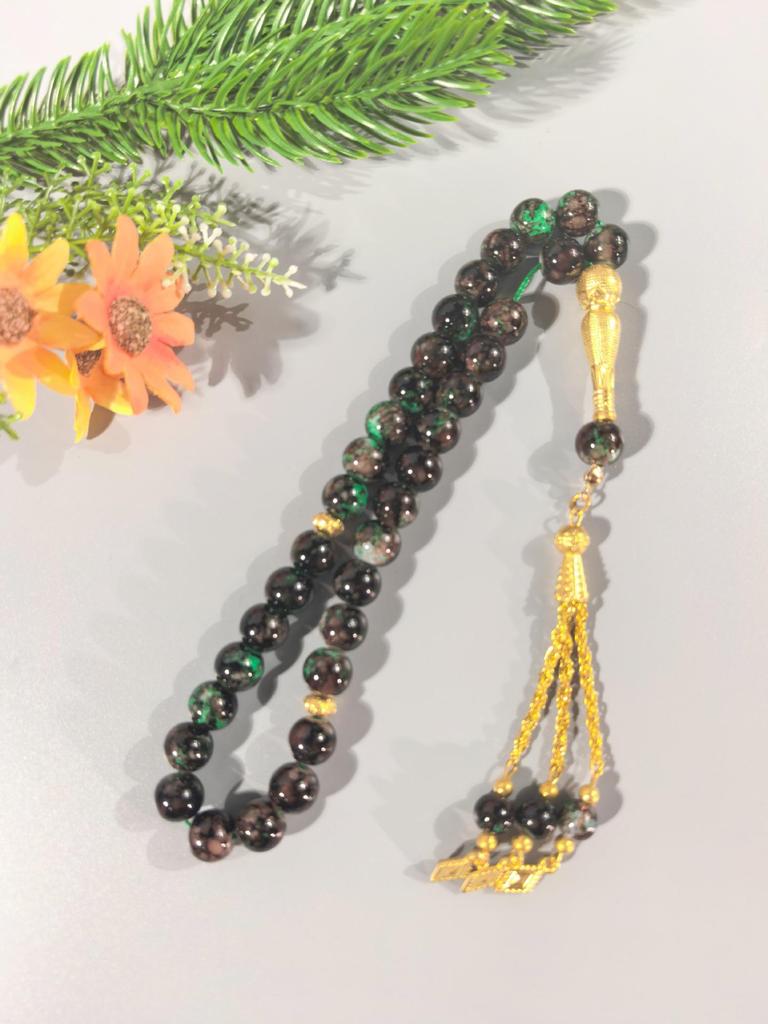 Złoty Chwost Hanadama Wielostylowy Szklany Różaniec Muzułmańskie Koraliki Modlitewne Tasbih