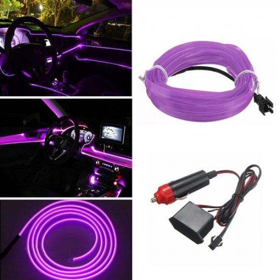 2M Car LED Interior Atmosphere Decorative Wire Strip Light Accessories Purple G