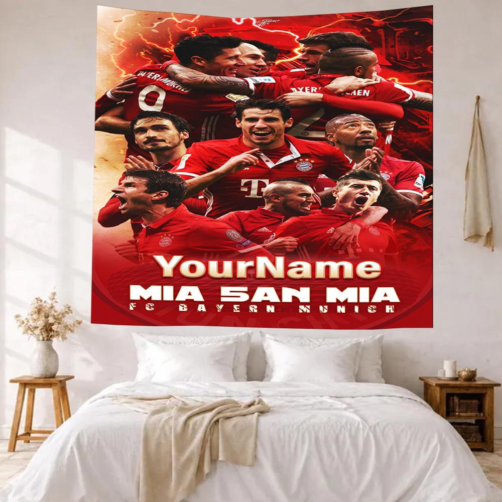 Bayern Munich Custom Your Name Wall Decor Tapestry Art For Pet Memorial Birthdaywedding Party Backdrop Family Gift