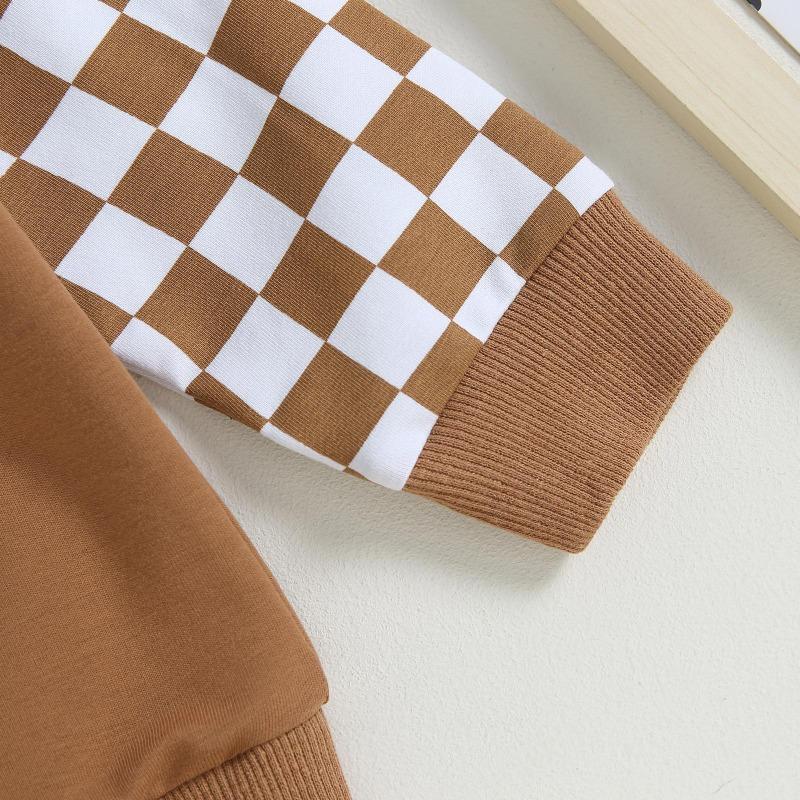 Baby Boy Clothes 6 9 12 18 24M 3T Outfits Pants Set Patchwork Hoodie Letter Printed Sweater Fall Winter Outfit