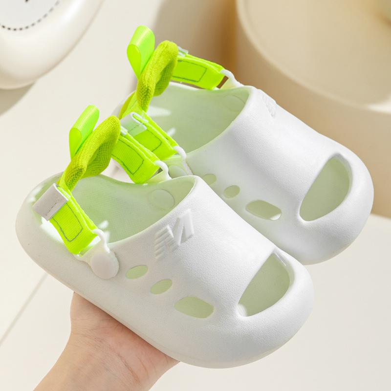 

2025 Summer New Versatile Kids Sandals Soft Soled Boys Shoes Simple Anti Slip Girls Flat Sandals Fashion Child Beach Shoes 24-25insole15.5cm белый