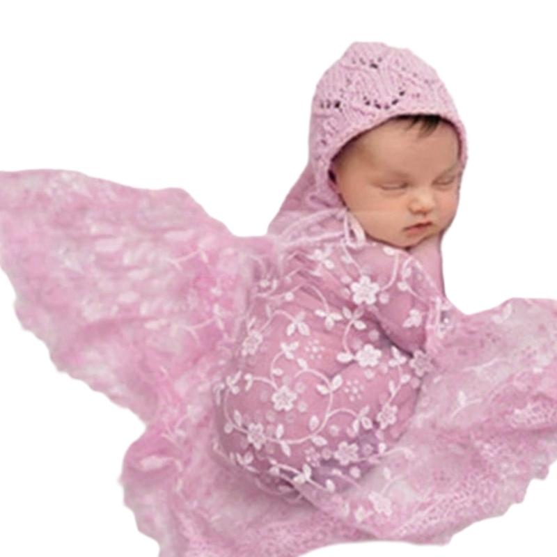 Unique Lace Embroidery Newborn Photography Props Soft Wrapping Cloth Photoshoots Baby Girls Photo Shoot Accessories