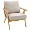Living Room Armchair, Scandinavian Armchair In Linen-effect Fabric, Padded Cushions and Rubberwood Legs, 76x87x88cm, Beige