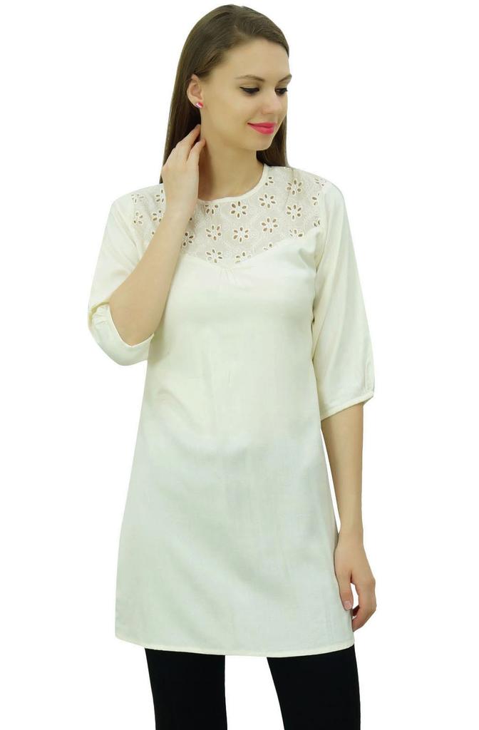 Bimba Women's Summer Short Tunic 3 4 Sleeves Top Kurti Designer Casual