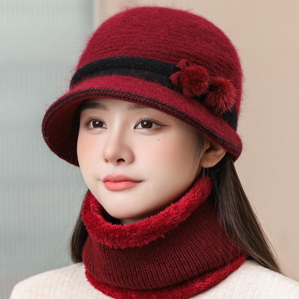 

Жіноча зимова шапка - Вітрозахисна та тепла шапка з квітковою прикрасою, М яка та тепла жіноча шапка, Підходить для холодної погоди та особливих випадків Single Cap бордовий