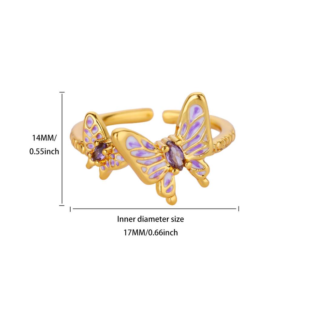 Luxury Zircon Butterfly Rings For Women Stainless Steel Gold Color Open Ring 2025 New Fashion Wedding Couple Zircon Gift