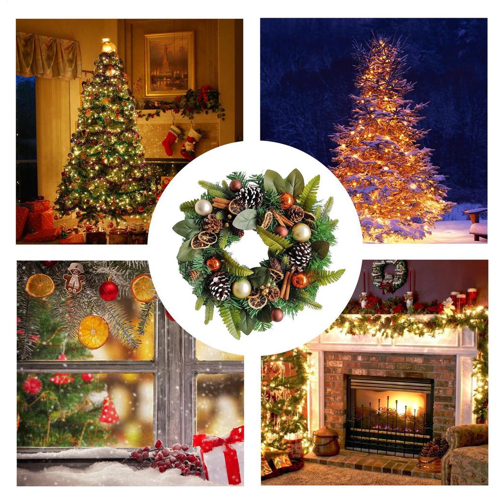 Large Christmas Wreath 19 Inch Home Decor Realistic Door Wreath Christmas Decorations For Window Fireplace Bedroom Living Room