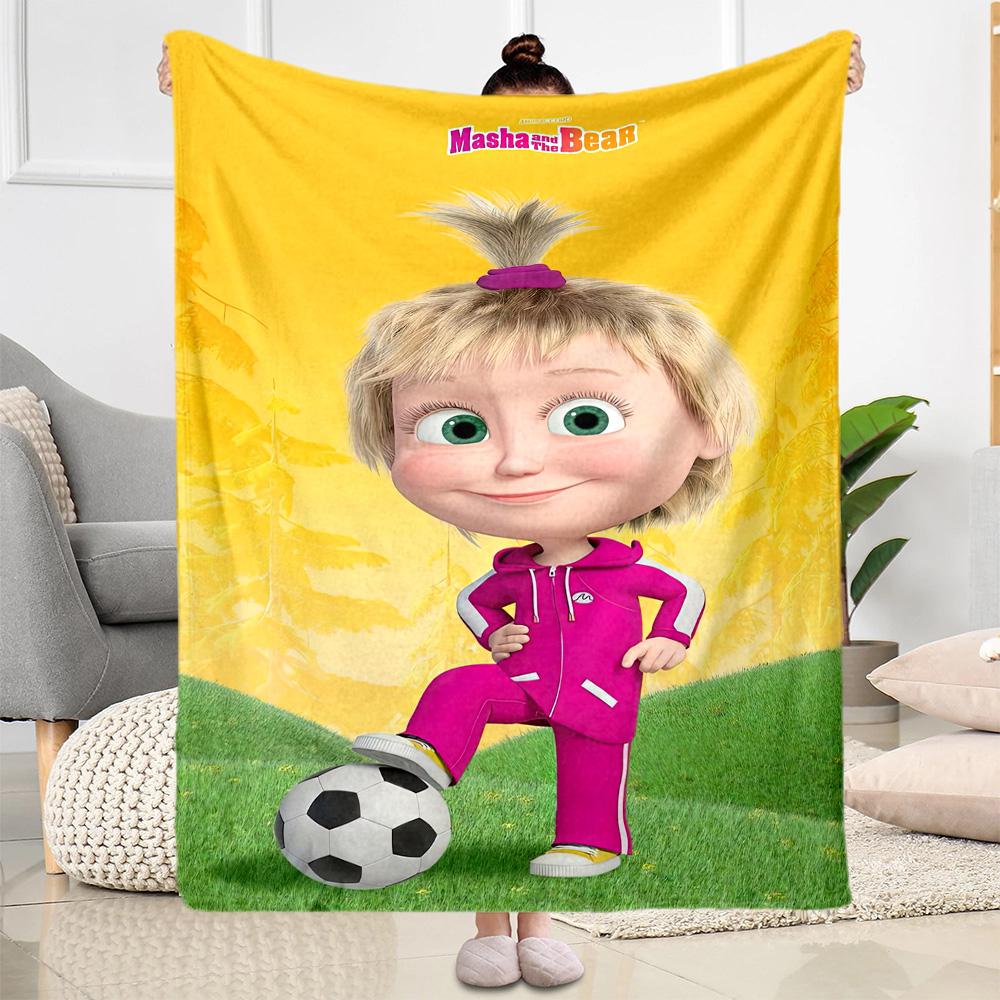 Masha Bear Blanket Durable Comfort Great for Office Chair Livingroom Bed for All Occasions Stylish Decor Gift for Travel Home Birthdays