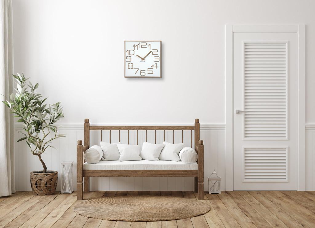 Digits Oak Wall Clock 40cm White