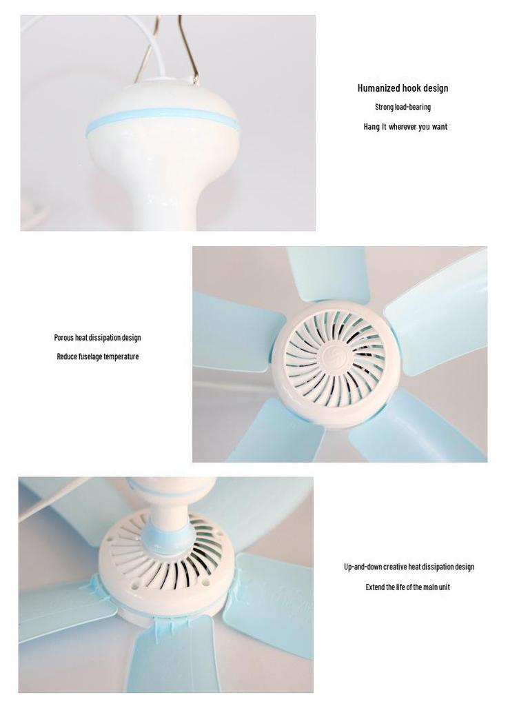 Compact Silent Ceiling Fan for Dorms and Bedrooms