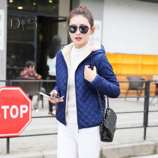 Winter Women Jacket Hooded Zip-up Long Sleeves Thick Plush Lined Solid Color Cardigan Keep Warm Commuting School Coat