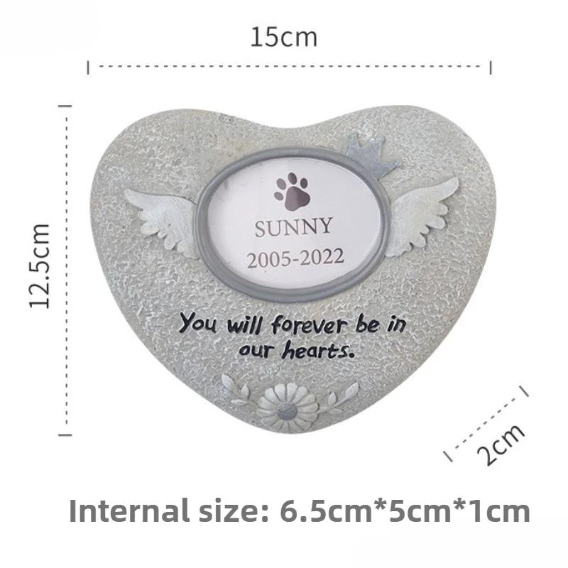 Resin Pet Gravestones Memorial Funeral Dog Cat Tombstone Photo Frame Saving Memorials Gravestones Dogs Keepsake Garden Ornament