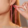 Elegant Luxury Emerald Rhinestone Tassel Earrings - Versatile Three-Row Chain Drops for Women