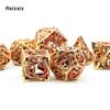 7 Pcs Golden Red Dragon Metal Dice Hollow Metal Polyhedral Dice Set Suitable for Role-Playing RPG  Board Game Card Game