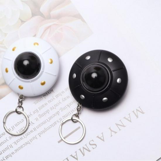 

LED Sound & Light Flying Saucer Keychain: Small Plastic Craft Gift for Kids Round Clasp