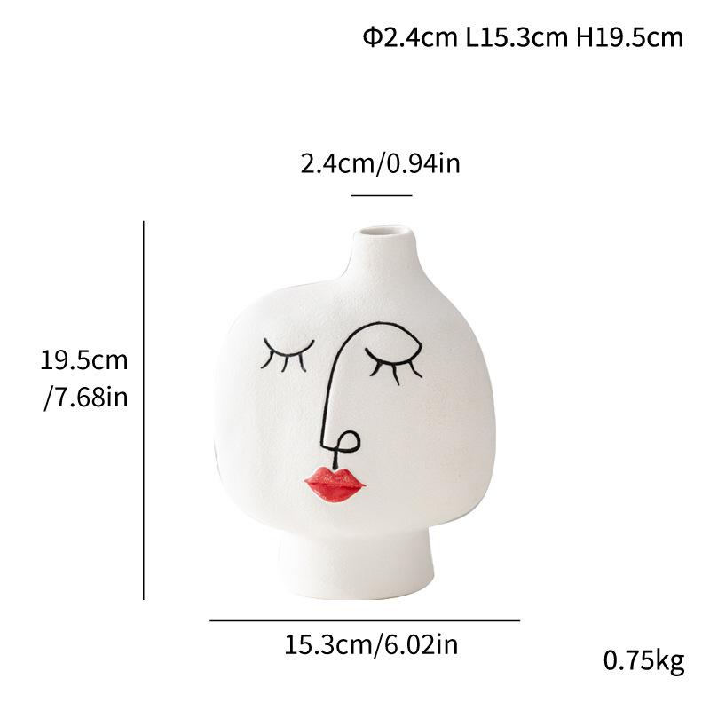 Flower Vase Plain White Ceramic Vases Abstract Face Modern Decorative Design Simple Creative Home Decoration Ornaments