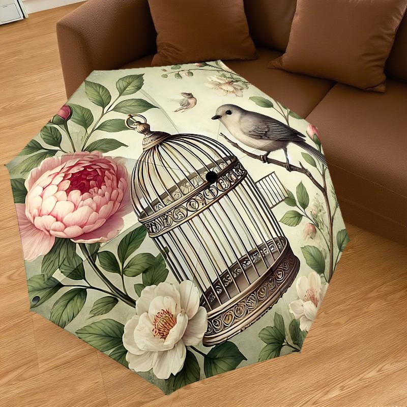 1PC birdcage flowers Umbrella-8-Rib Reinforced, Automatic Open, Lightweight & Durable, Cute Fashion Accessory for Outdoor, Beach, or Casual Use, Beach