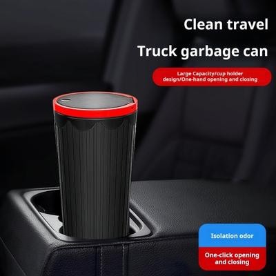 Car Trash Can Bin with Lid Vehicle Garbage Can Cup Holder