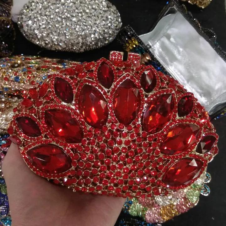 

Boutique De FGG (in stock) Women Peacock Crystal Clutch Bag Evening Bags Bridal Wedding Party Prom Handbag Purse Metal Clutches Mini Clutch