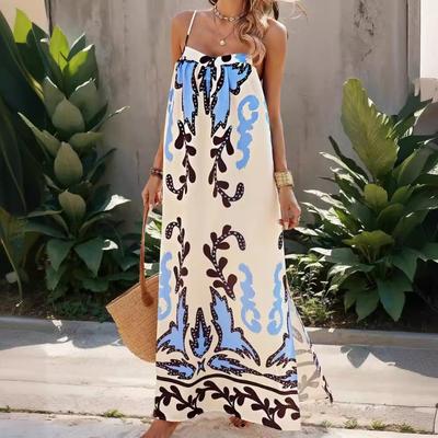 Spring/summer Sexy Halter Print Dress Casual Loose Holiday Jumpsuit