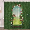 Alice nel Paese delle Meraviglie Decorazioni per Feste Sfondo Tenda da Doccia, Arte di Funghi Paesaggio Fantasy, Tessuto in Stoffa per Set da Bagno, Ganci