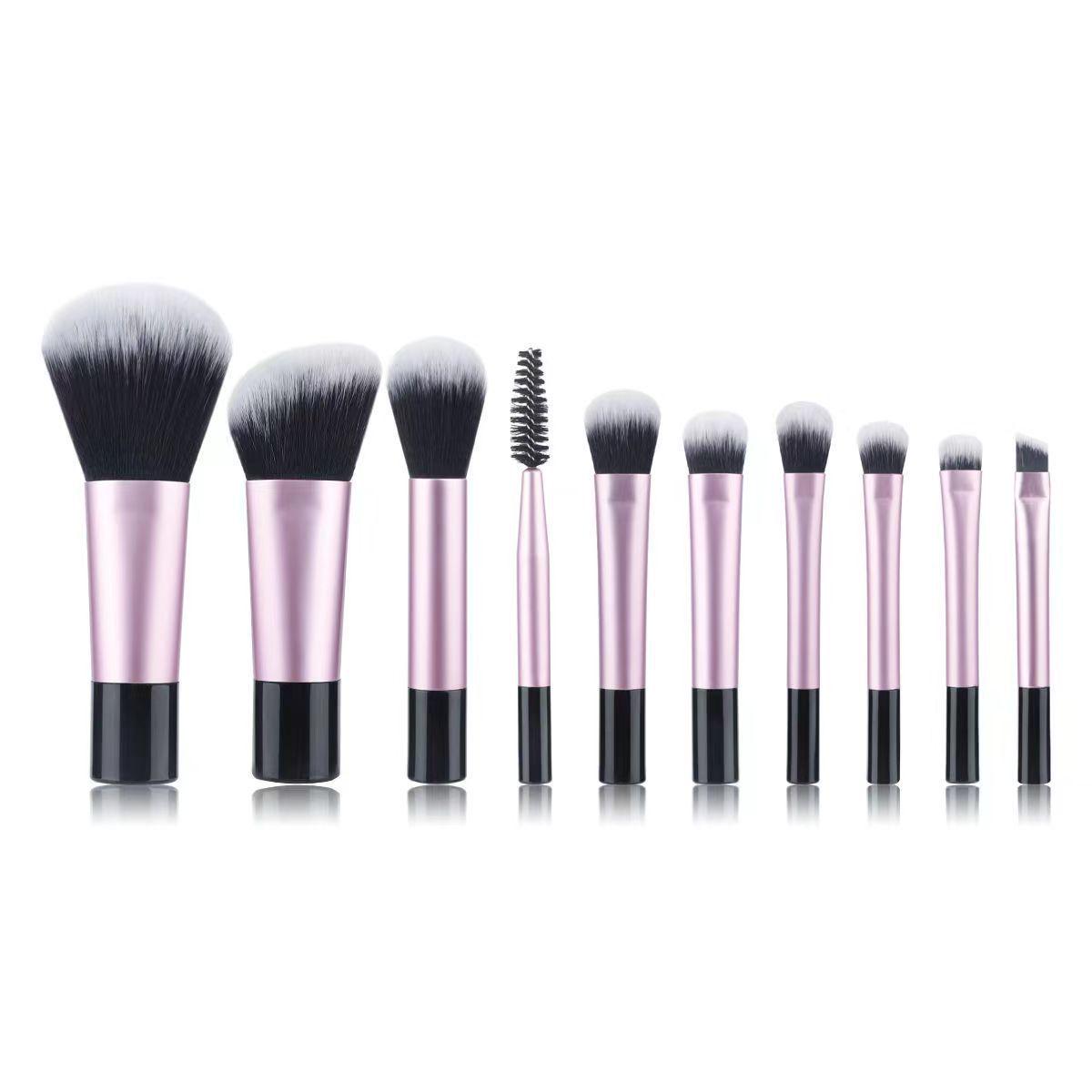 

Crystal Handle Makeup Brush Set: Portable 10-Piece Kit for Powder, Contour, Blush, and Eyeshadow