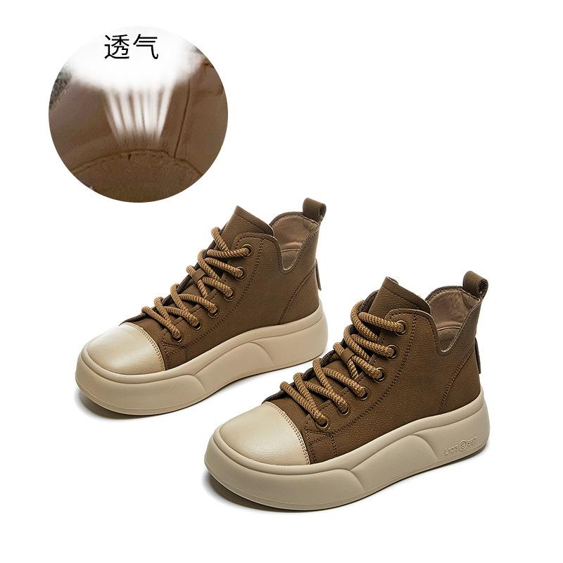 High-top women's shoes 2025 autumn new shoes women's shoes versatile platform-soled single shoes casual sports little white shoes women
