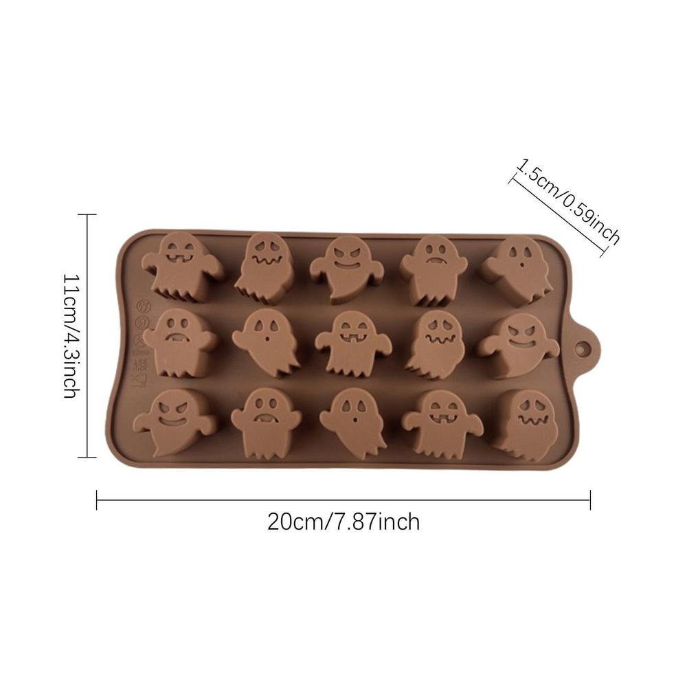 

Halloween Scary Silicone Mold 15 Cavity Pumpkin Ghost Resin Molds Chocolate Gummy Mould Cake Decoration Baking Mold