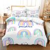 Rainbow Unicorn Duvet Cover Set With Pillowcase King Queen Full Size Polyester Comforter Cover Bedding Set For Kids Girls Boys