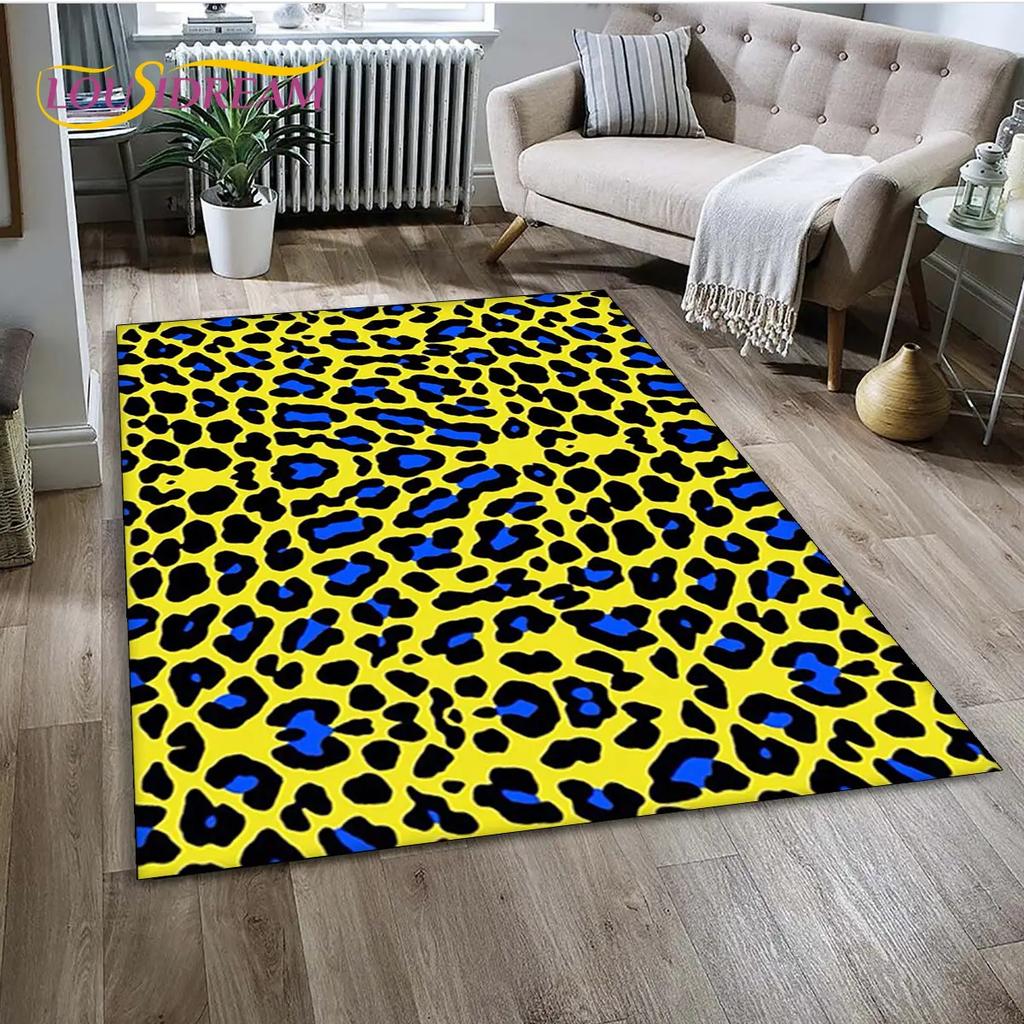 Wild Leopard Print 3D Series Area Rug,Carpet Rug for Home Living Room Bedroom Sofa Doormat Kitchen Decor,kids Non-slip Floor Mat