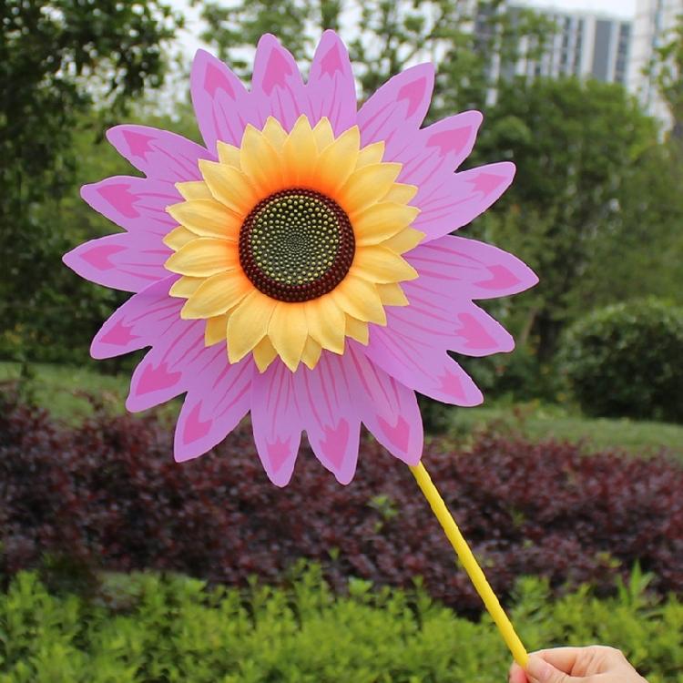 Outdoor Wind Spinner Plastic Sunflower Wind Spinner with Stake 360 Degree Rotating Windmill Yard Wind Sculpture for Home
