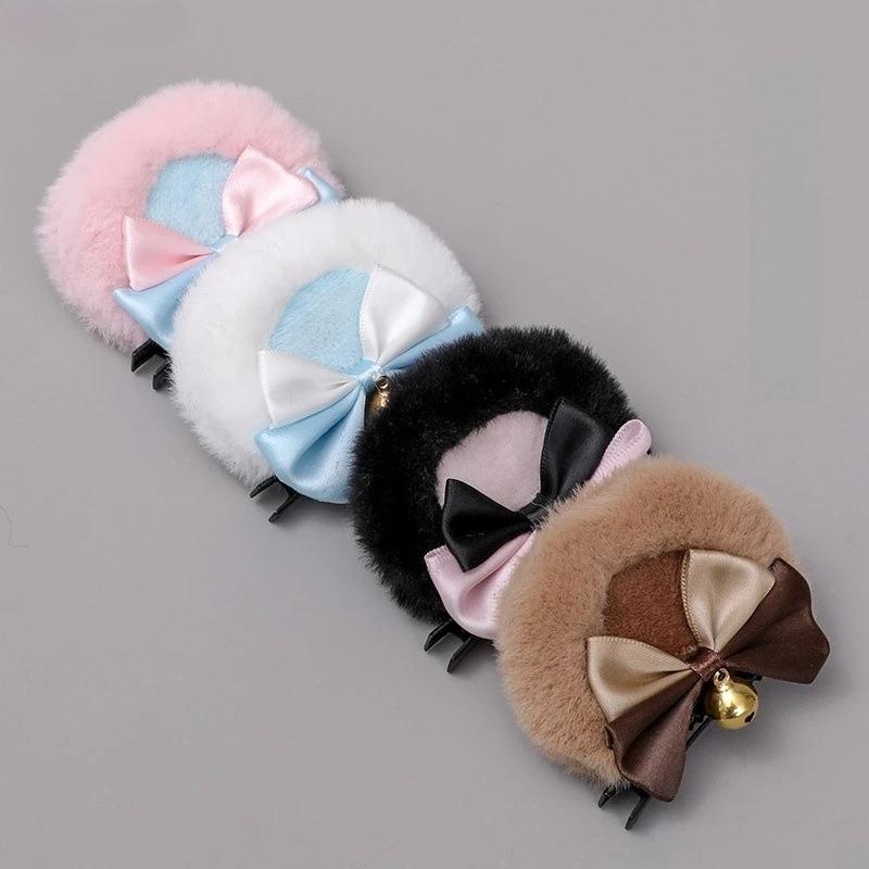 Tierohren Haarspangen Mode Kreative Haaraccessoires Doppelte Schleife Glöckchen Bärenohrclips Lolita Kawaii Cosplay Spange Dekor