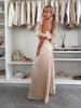Elegant 25th Anniversary Strapless Pleated Long Pants Set In Solid Color