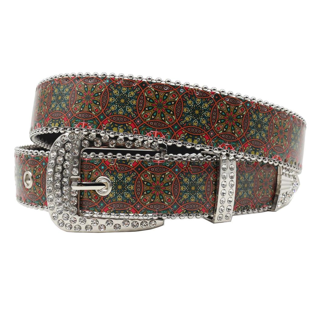 Women's High-End Rhinestone Floral Waistband: Retro Ethnic Artistic Style Fashion Belt