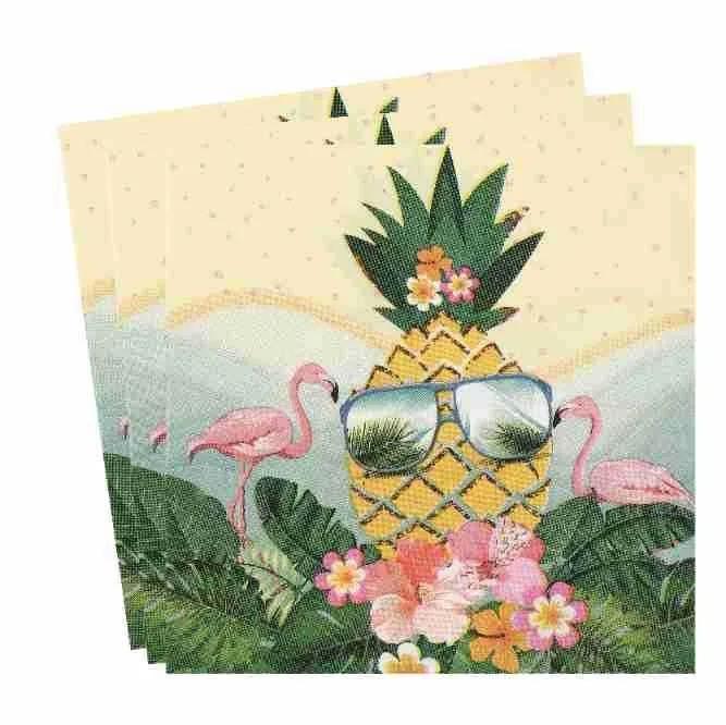 Hawaii Pineapple Disposable Tableware Summer Beach Party Supplies Pineapple Flamingo Plates Napkins Cup Hawaiian Party Decor