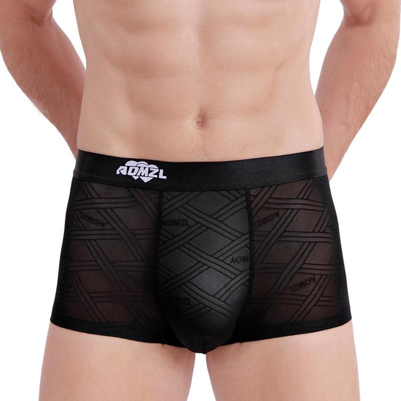 

Новые дышащие боксеры из жаккардового шелка, не оставляющие следов, удобные мужские шорты с четырьмя углами XL чёрный