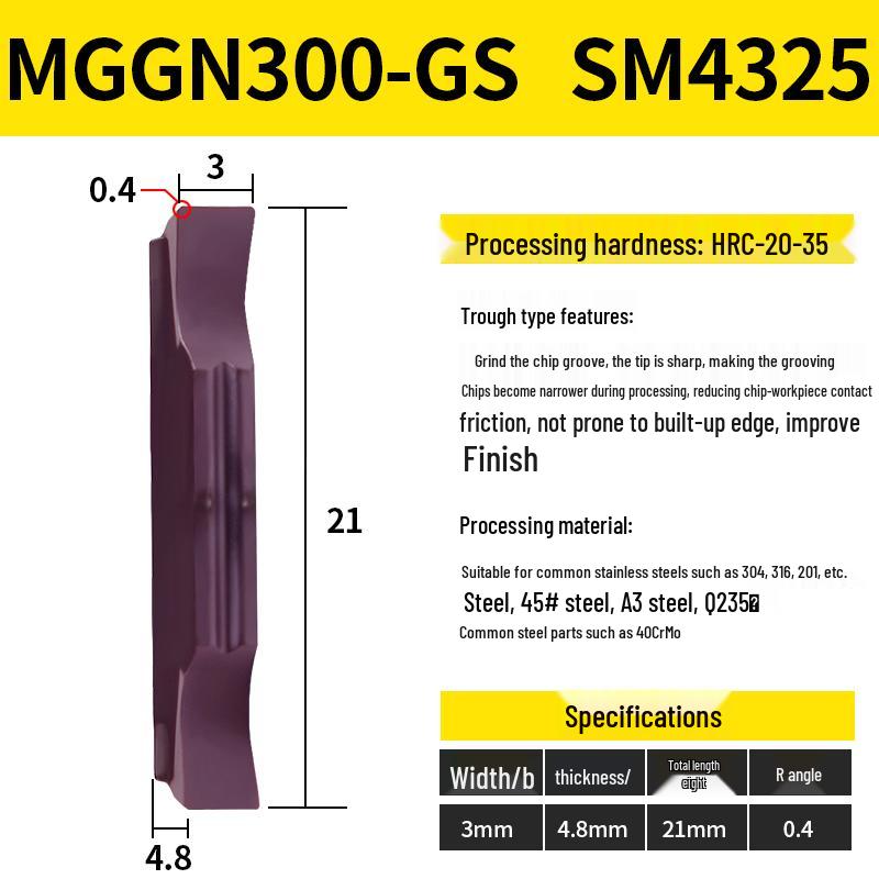 CNC Grooving Blade MGMN300/400-M for Stainless Steel, Ceramic, Aluminum Lathe Parting Tool Inserts