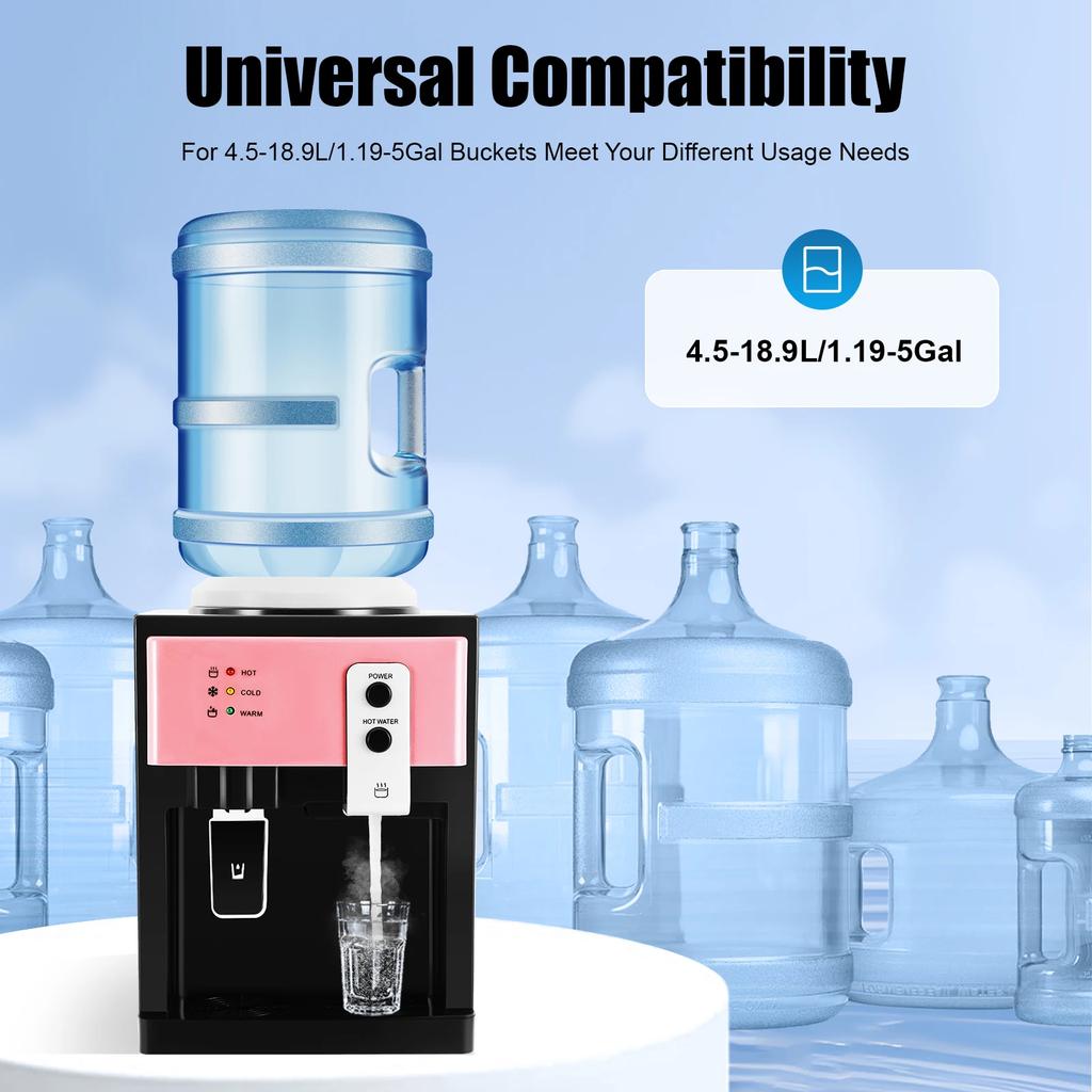 5-Gallon Top-Loading Countertop Water Dispenser Electric Hot, Cold, and Warm Desktop Water Dispenser